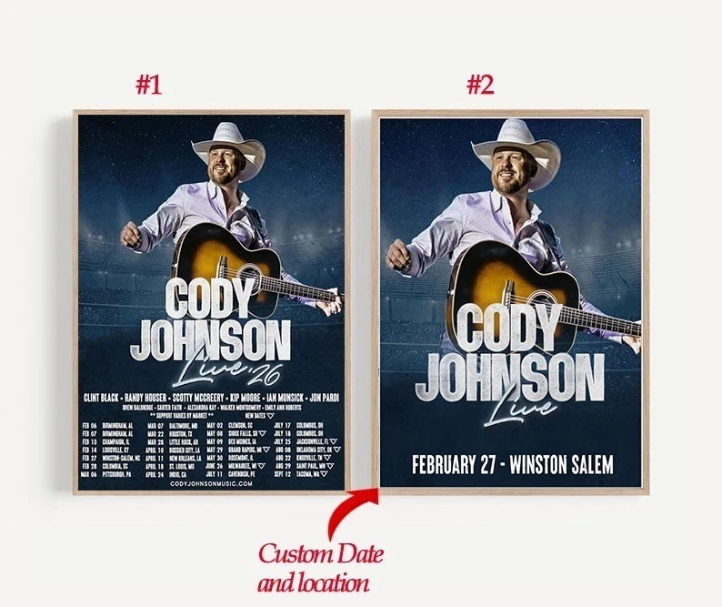 Cody Johnson Live Tour  2026 Concert Poster 18x24