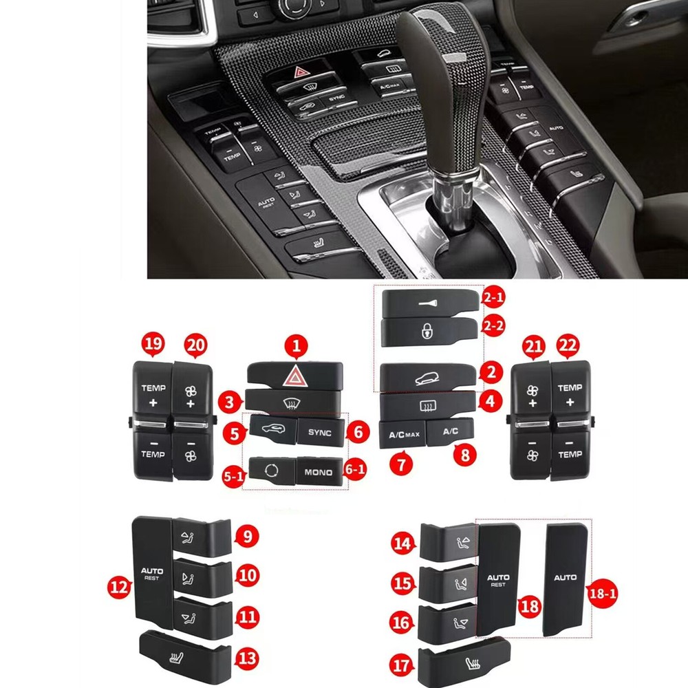 1pc Car Central Console Switch Button Cap For Porsche Macan 2014-2021 2015