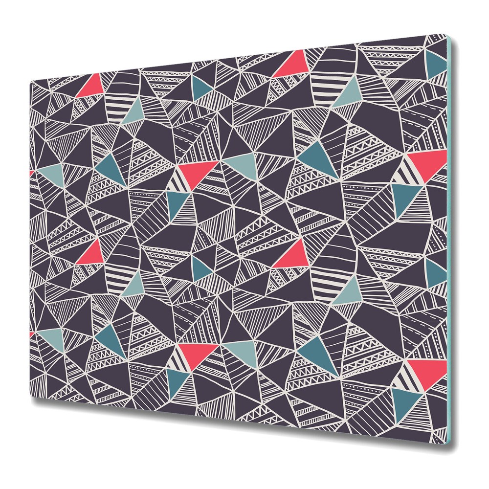 Glass Worktop Kitchen Chopping Board Abstract doodle grey and blue photo 60x52