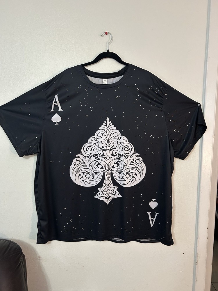 New/ Unisex Plus Size 6XL Ace of Spades Print Short Sleeve Crew Neck T-Shirt