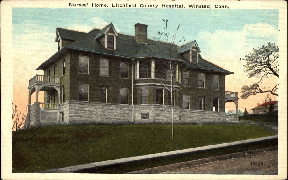 Nurses' Home Litchfield County Hospital Winsted Connecticut ~ 1930s postcard