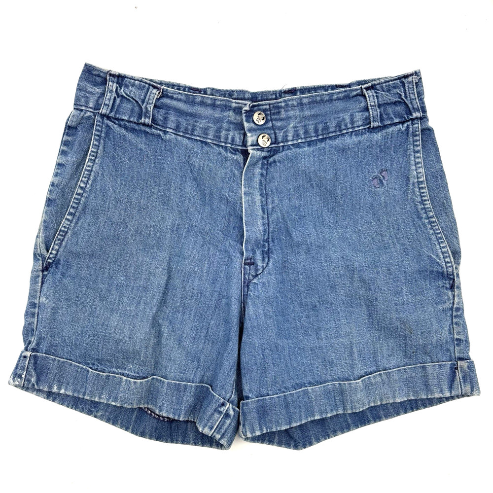 Vintage 80s 90s Hang Ten Med Wash Mid Rise Cuffed Hem Denim Shorts M 29x5
