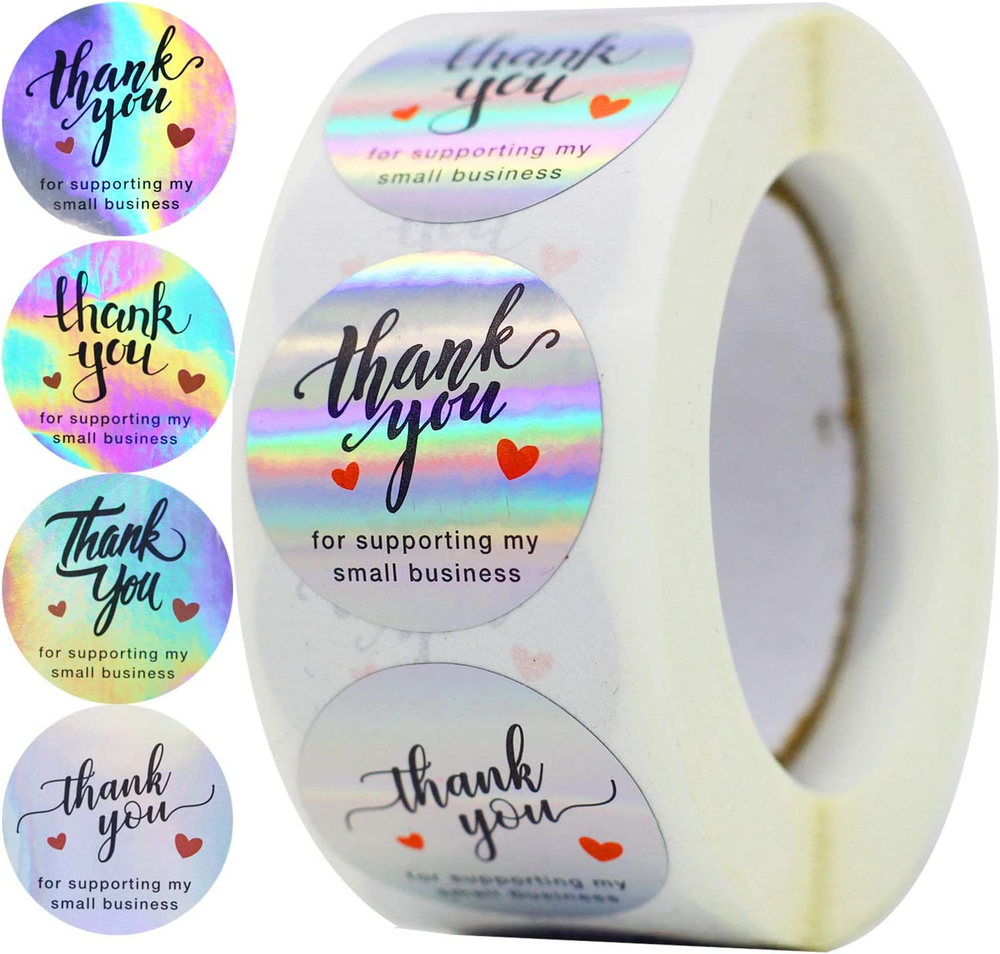 500Pcs Rainbow Holo Thank You Stickers 4 Designs 1