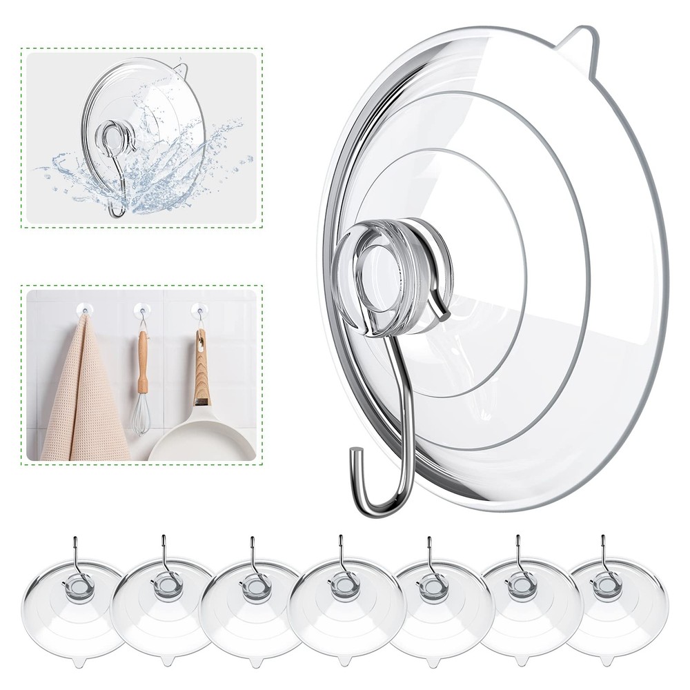 Hangerspace Suction Cup Hooks, 2.5 Inches Clear Cups Large,