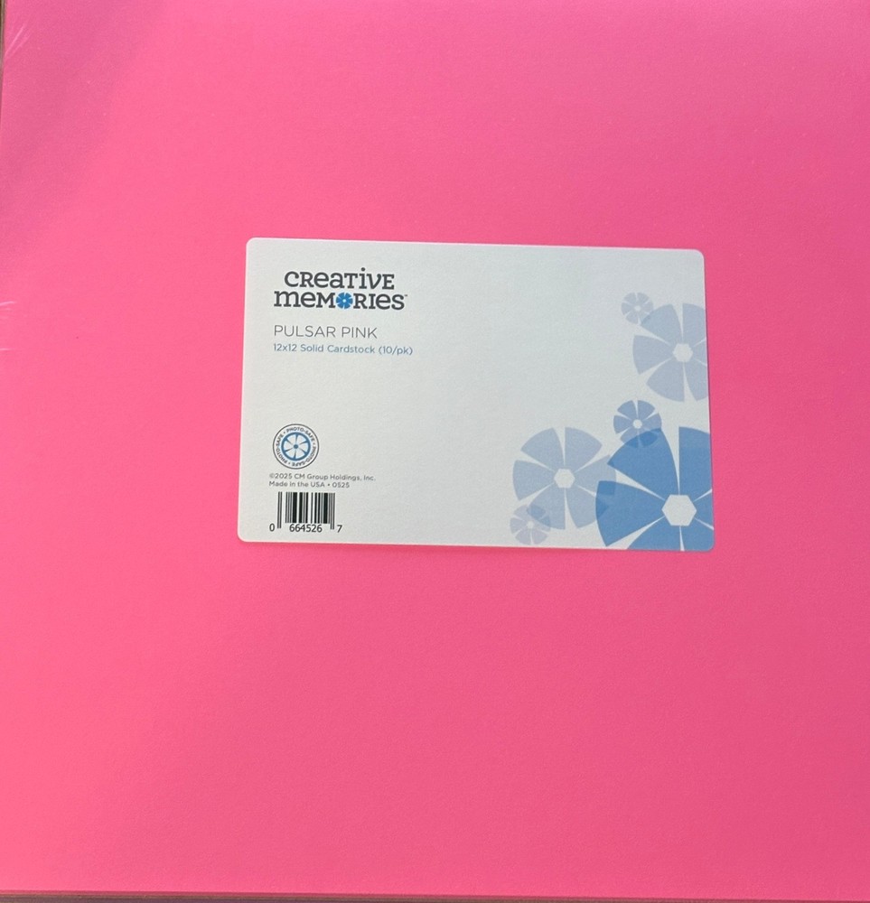 Creative Memories 12x12 Pulsar Pink Cardstock Pack of 10 Sheets