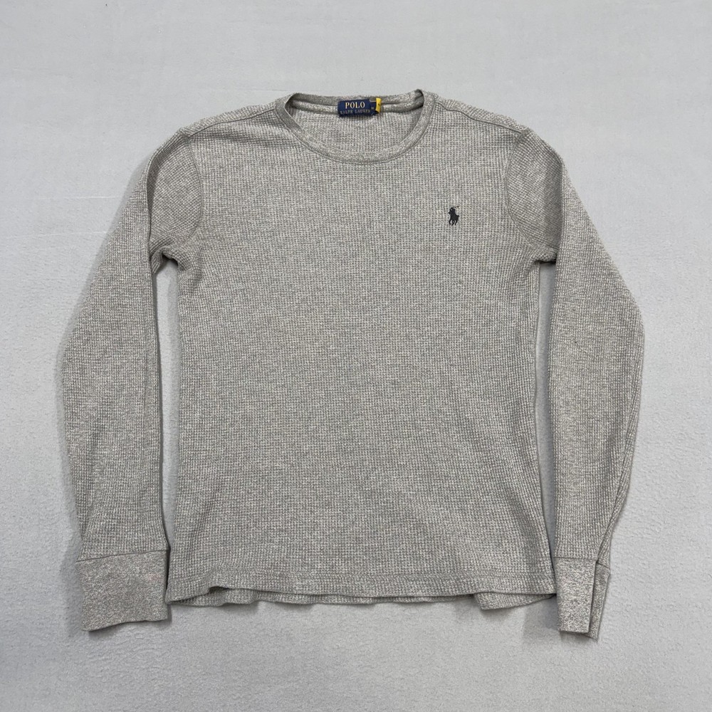 Polo Ralph Lauren Shirt Mens Medium Gray Waffle Knit Long Sleeve Thermal Tee