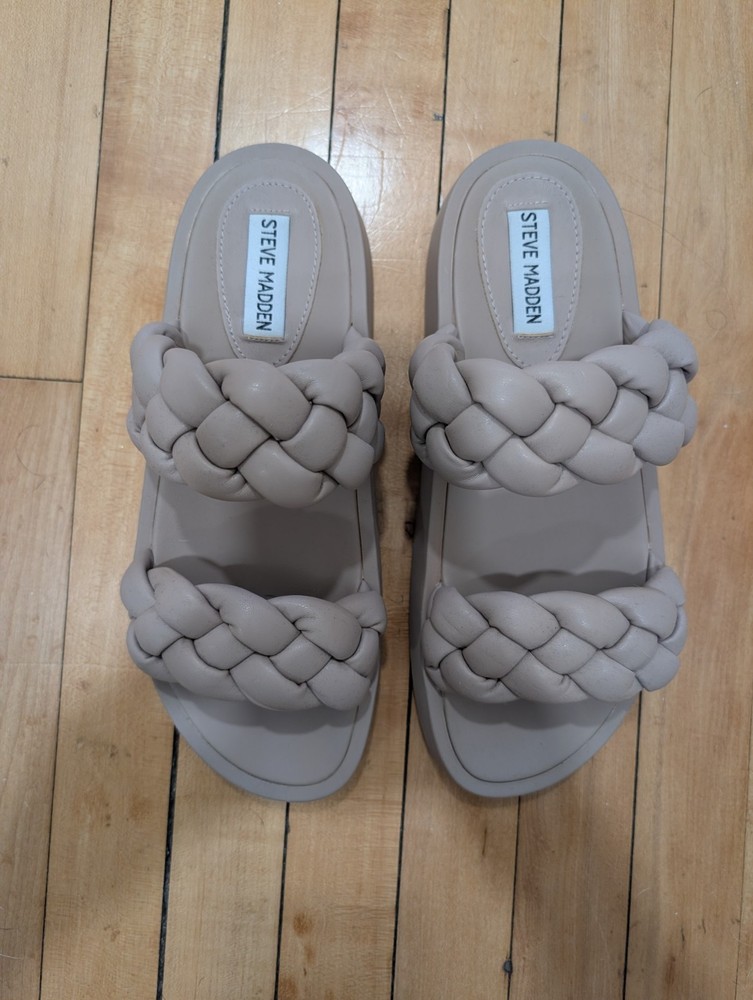 NEW Steve Madden Platform Sandals Braided Vegan Leather Upper Women's Size 9