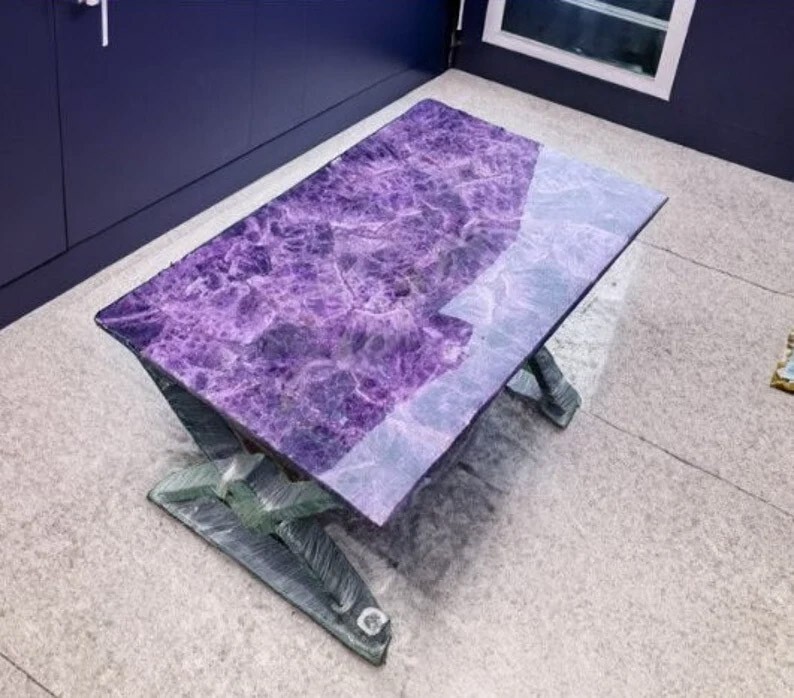 4'x2' Amethyst Agate Counter Slab Coffee Table Top Hallway Furniture Home Decor