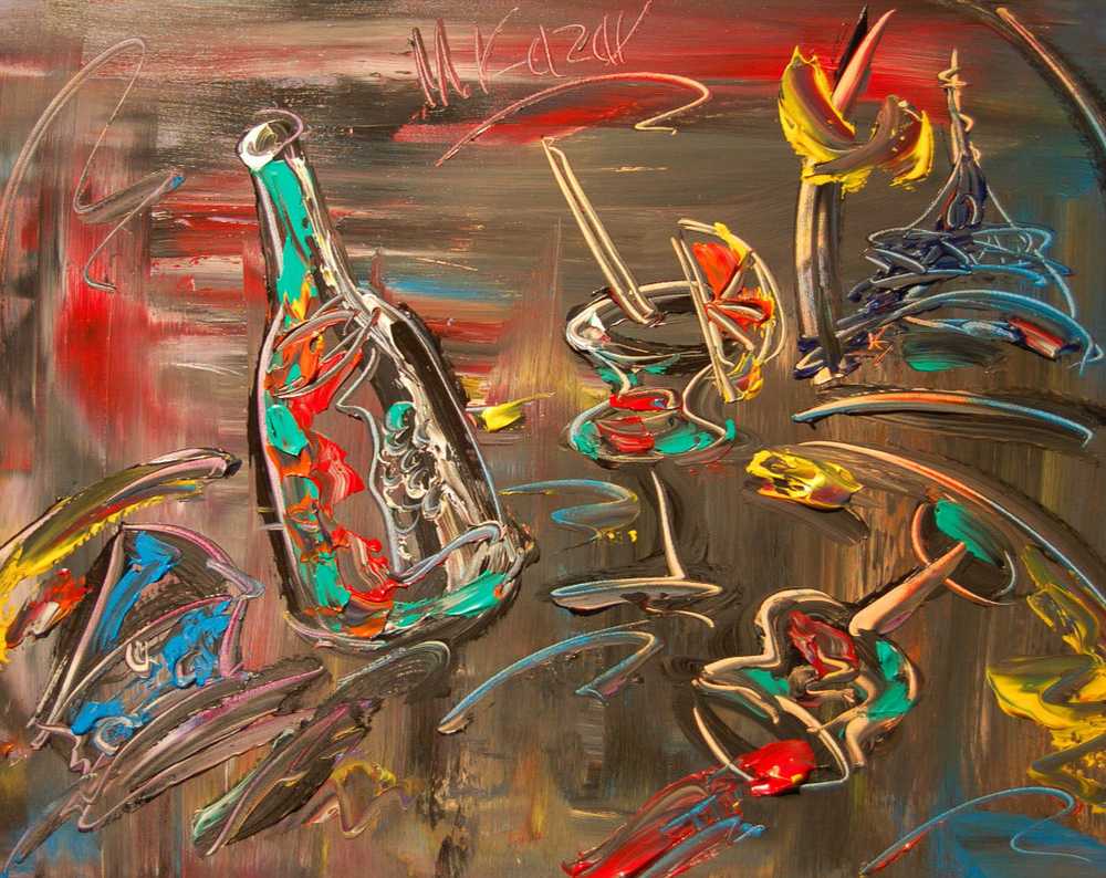 WINE TIME BY Mark Kazav  Abstract Modern CANVAS Original Oil Painting  GERGR3RG