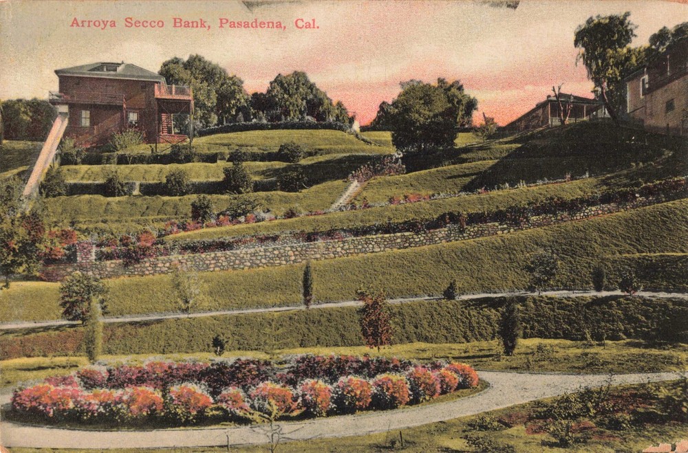 Arroya Secco Bank Pasadena California CA c1910 Postcard