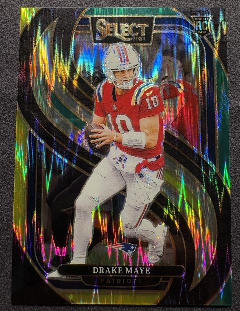 Drake Maye Rookie 2024 Select Premier Level Prizm Green and Yellow Shock #113