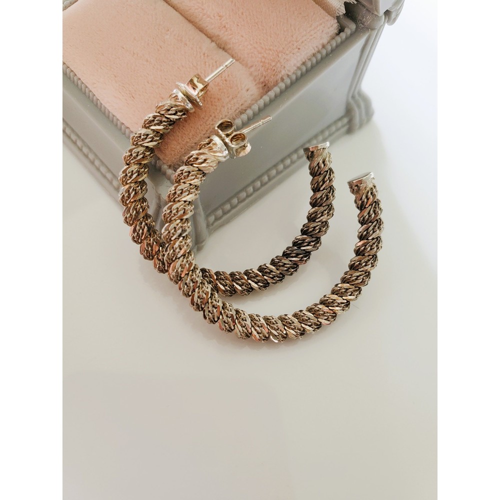 Vintage Large Sterling Silver Hoop Earrings