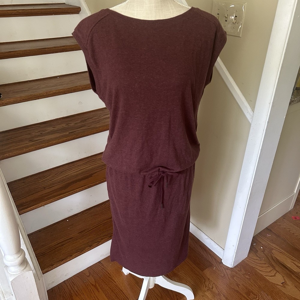 NWT prAna Caris Cozy Up Dress Women's S Raisin Heather Hemp Sustainable Pockets