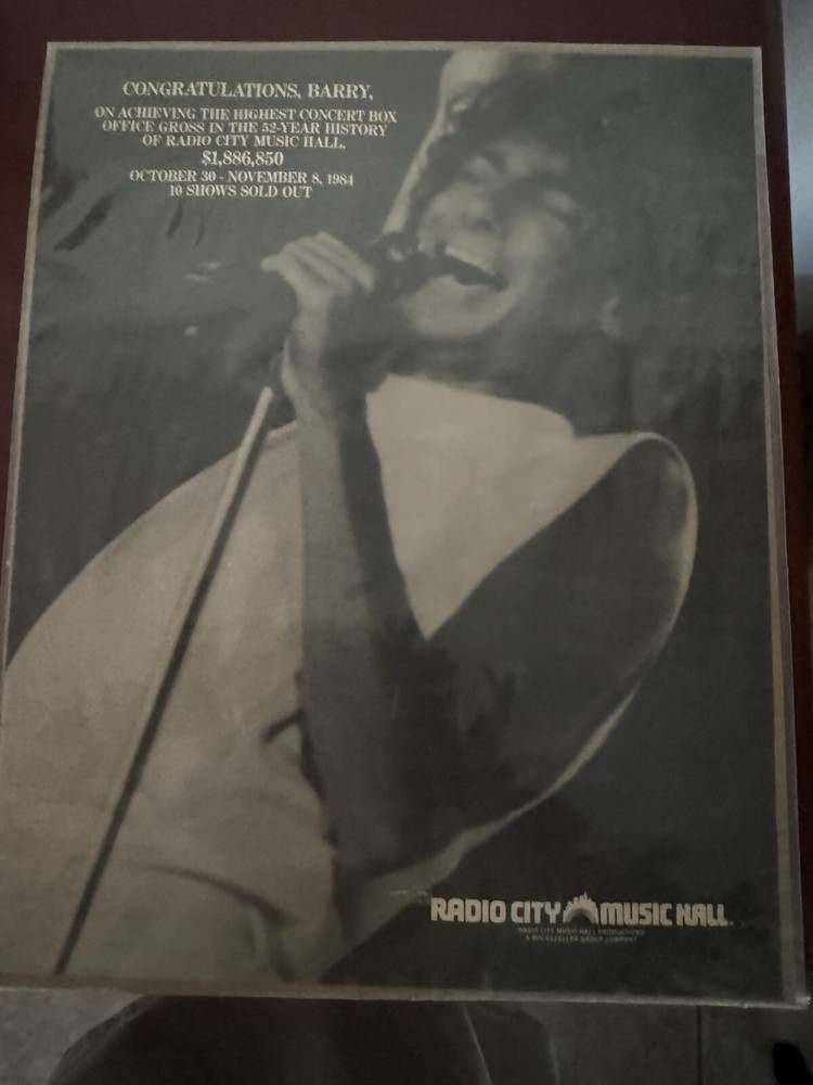 Barry Manilow Highest Concert Gross History Radio City Music Hall