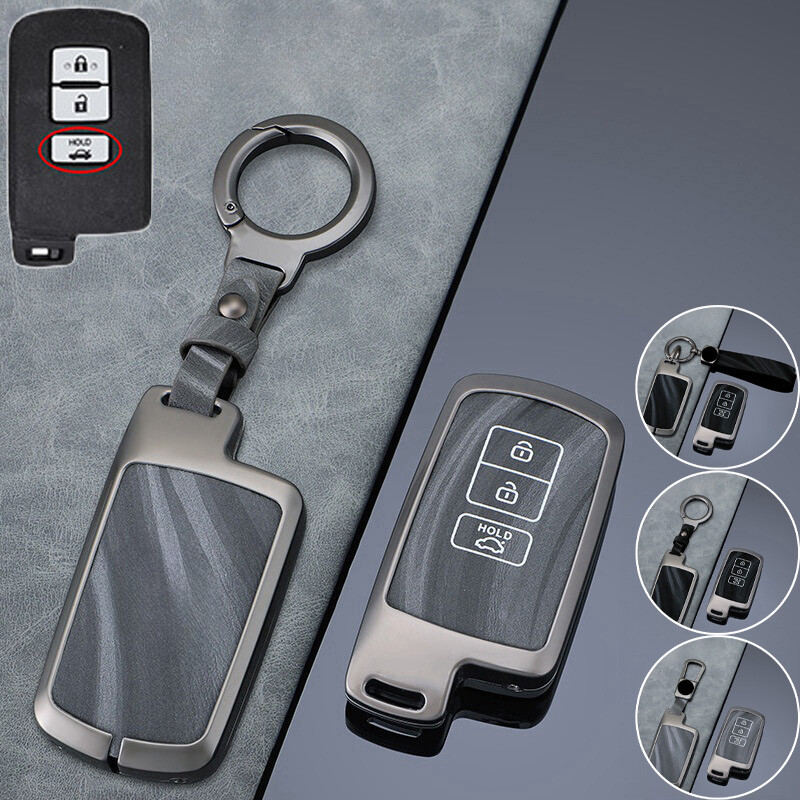 Alloy Leather Car Key Case Cover For Toyota Corolla Avalon Tacoma Camry Prius