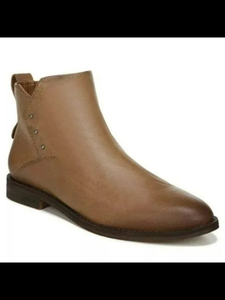 FRANCO SARTO Womens Brown Studded Almond Toe Zip-Up Leather Booties 8.5