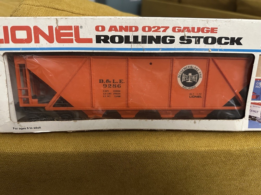 Lionel 6-9286 O Gauge Bessemer And Lake Erie Covered Quad vintage has box