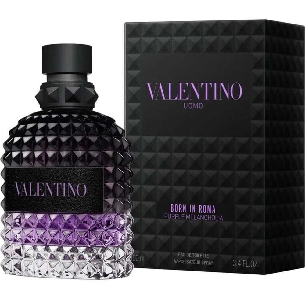 Uomo Born In Roma by Valentino Purple Melancholia 100ml 3.4 fl oz EDT Spray New