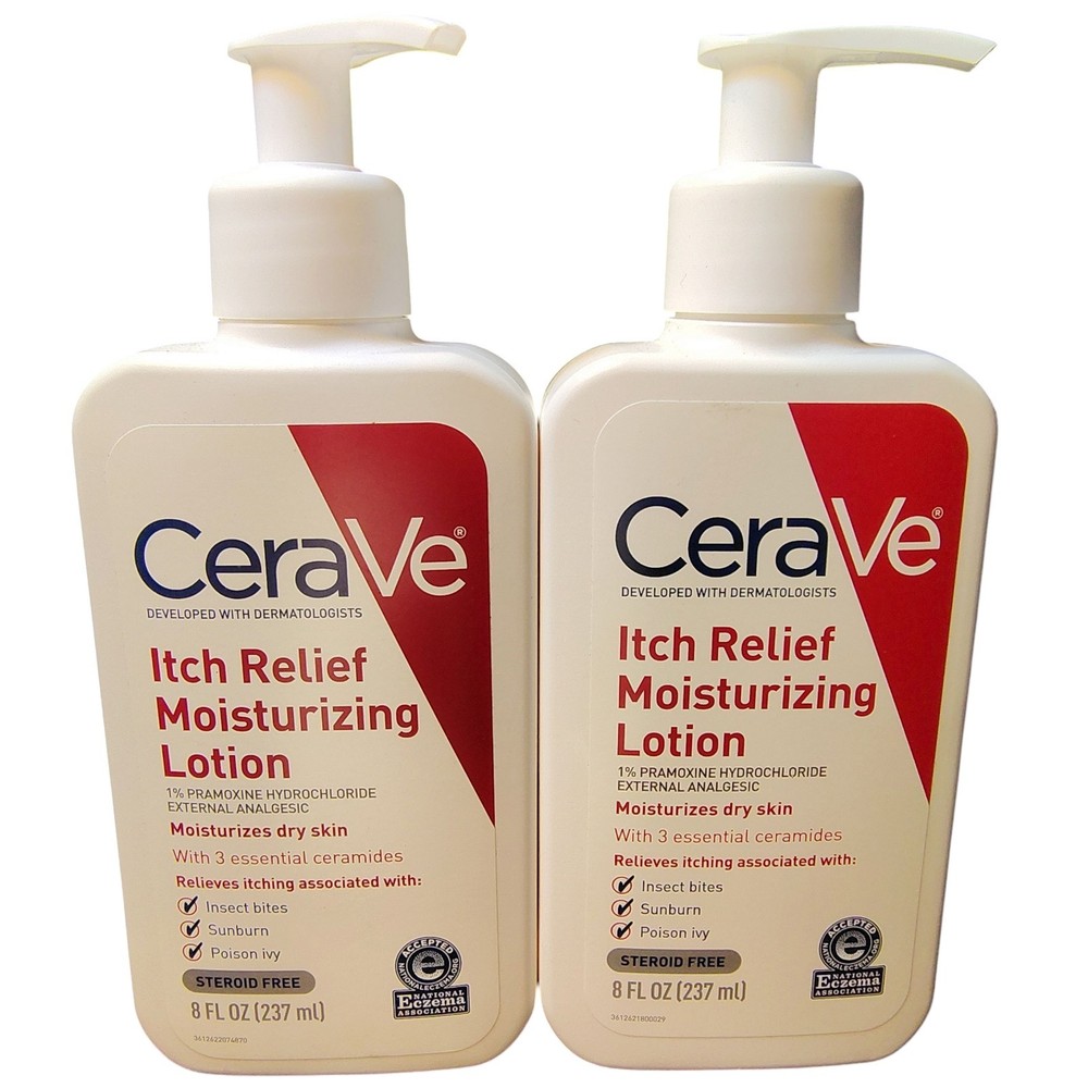 CeraVe Itch Relief Moisturizing Lotion 8oz Twin Pack Exp 09/2025 & 11/2026 Fast Shipping