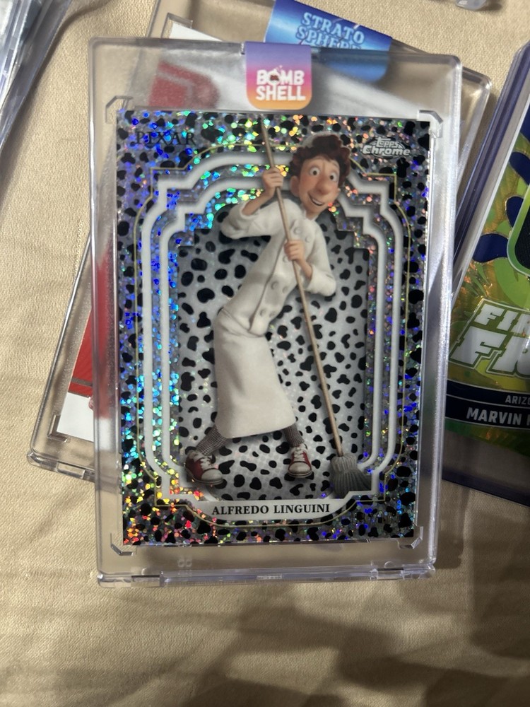 Topps 2024 Disney Chrome Black White Speckle Alfredo Linguini Card /101