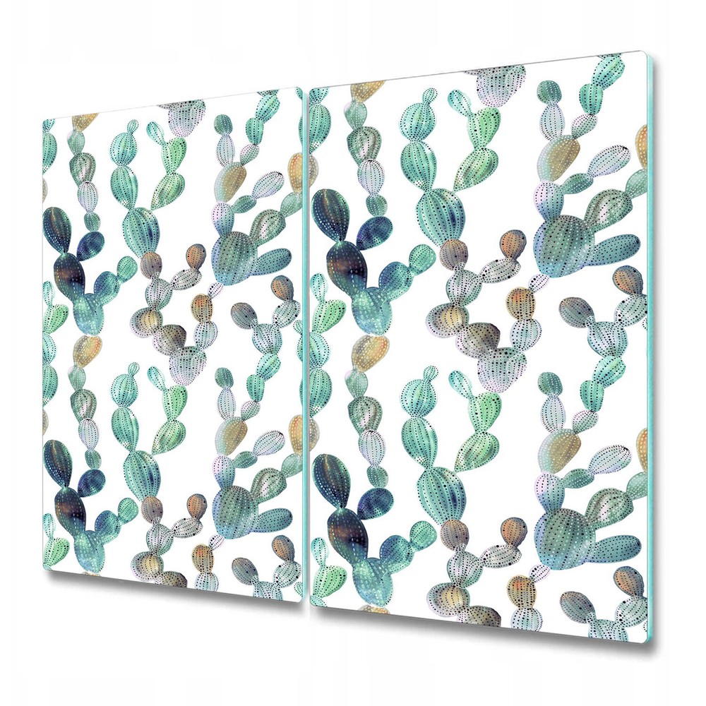 Glass Worktop Saver Kitchen Cactus Metallic look Floral Nature art 2x30x52