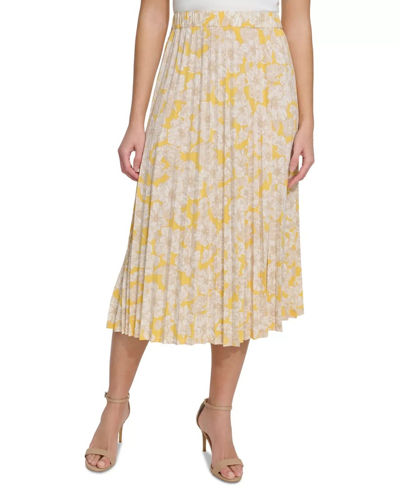 Tommy Hilfiger Women's Skirt Sz XL Floral-Print Pull-On Sandalwood
