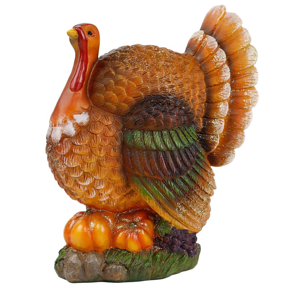 winemana Thanksgiving Table Decorations Resin Turkey with Pumpkin, Hand-Paint...