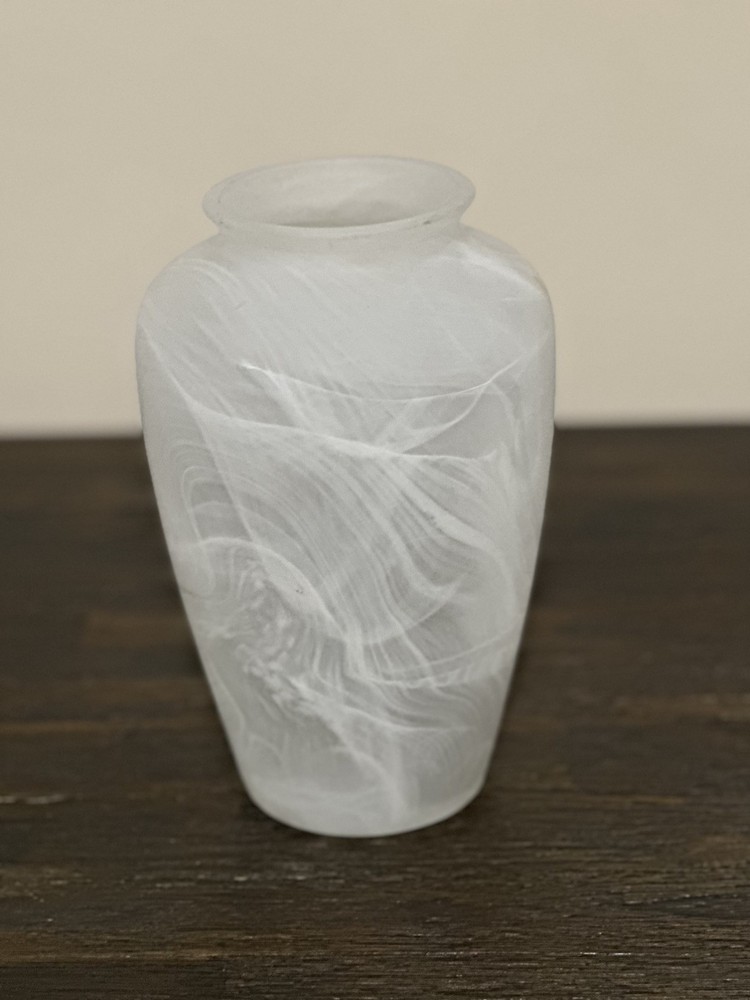 Frosted White Ink Swirl Art Glass Vase 8