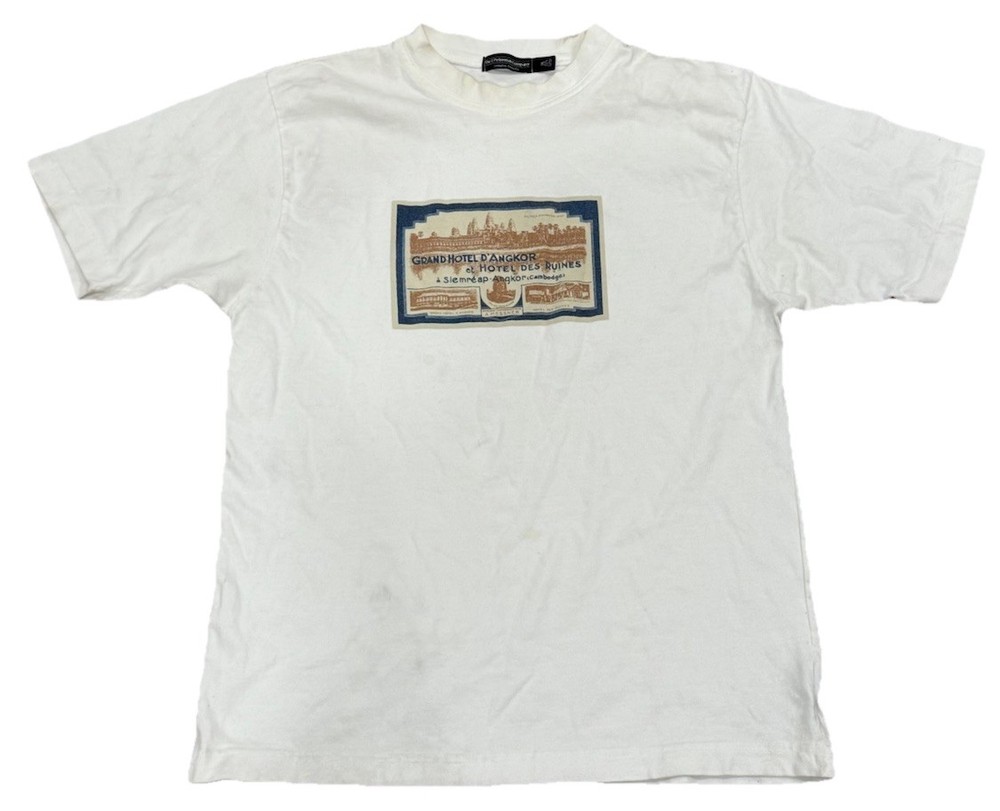 Vintage Grand Hotel D’Angkor J.Peterman Company White Shirt Men’s Medium Stains