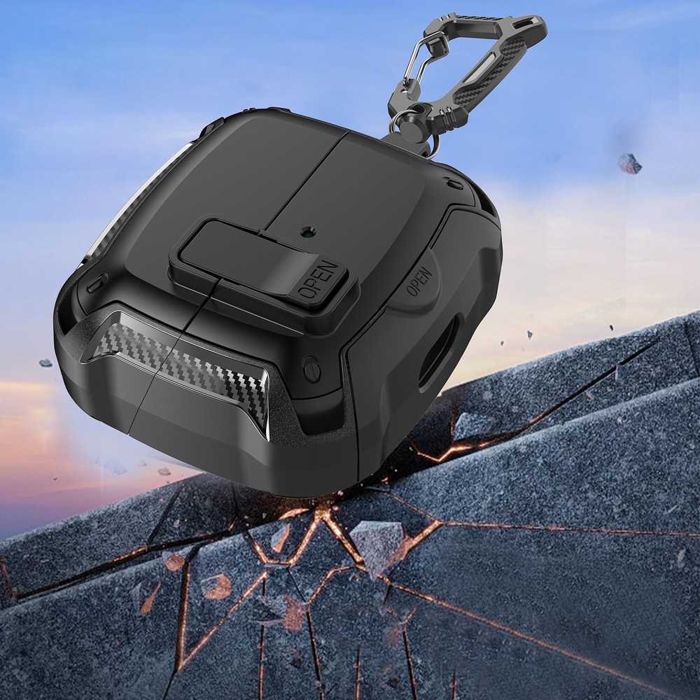 Rugged Case For Samsung Galaxy Buds 3/3pro/3 FE Carbon Fiber Pattern Stand Cover