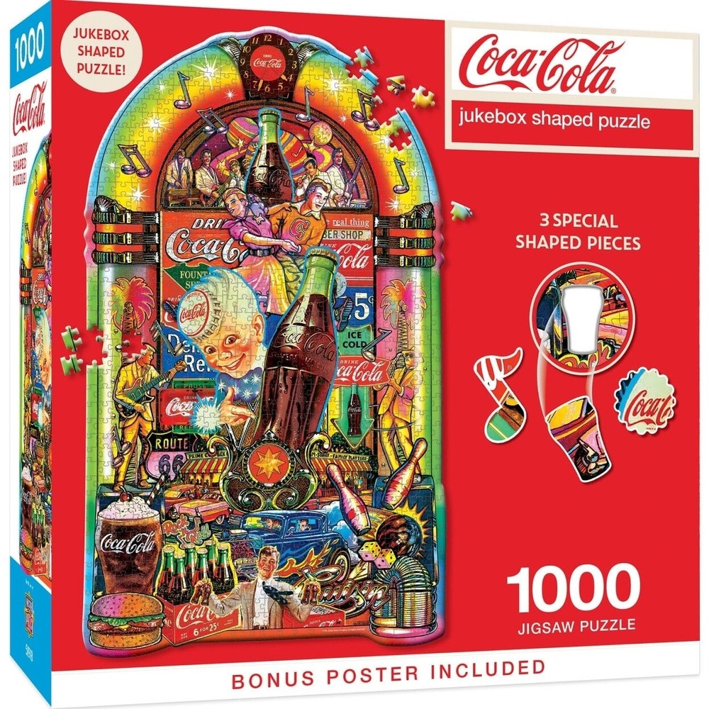 Coca-Cola Jukebox 1000 Piece Shaped Jigsaw Puzzle Recycled Material Retro Design