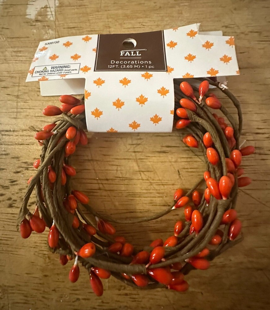 12ft Fall Berry Garland with Orange Red Berries Floral Garden