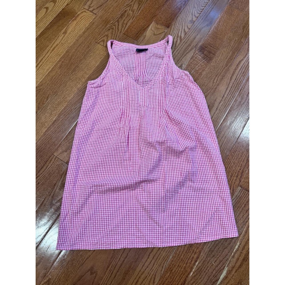 Madison Mathews Red Checkered 100% Cotton Sleeveless Dress Medium Classic Spring