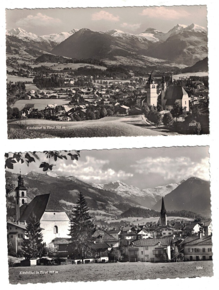 2 Vintage 1950 Rppc Real Photo View Of Kitzbuhel In Tirol Austria