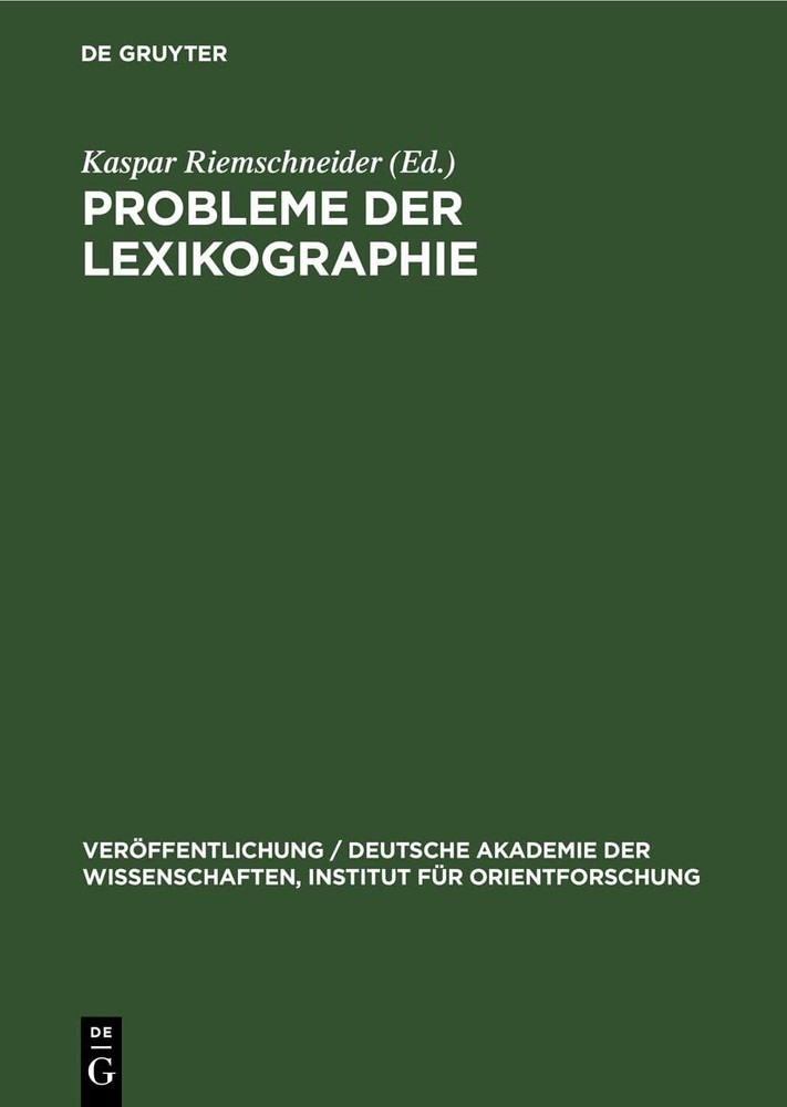 Probleme Der Lexikographie (Hardback)
