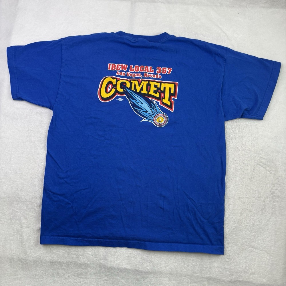 Bayside Local 357 IBEW Blue Short Sleeve Graphic Pocket Shirt Comet Men's 2XL