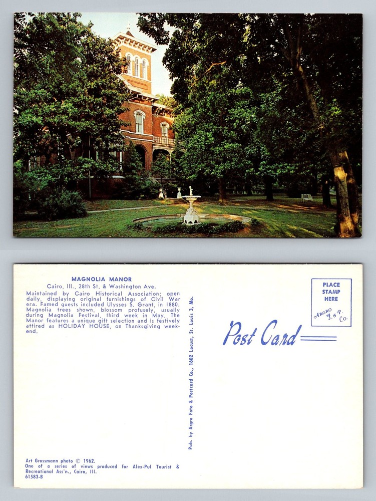 Cairo, IL-Illinois, Magnolia Manor Historical Civil War Home Vintage Postcard