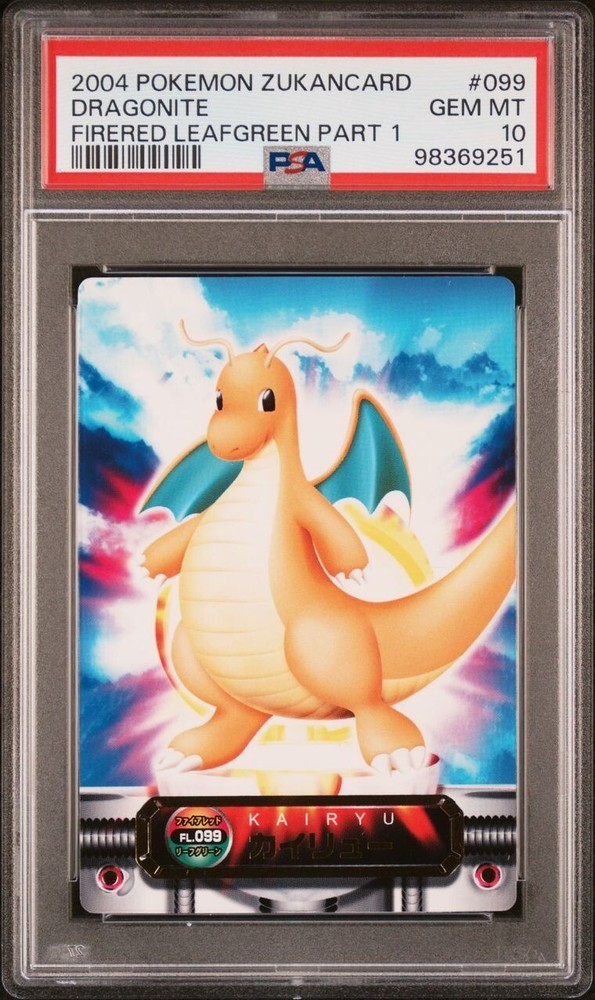 PSA 10 GEM MINT Dragonite #099 Bandai Carddass Zukan F-Red L-Green POP 9 Pokémon  