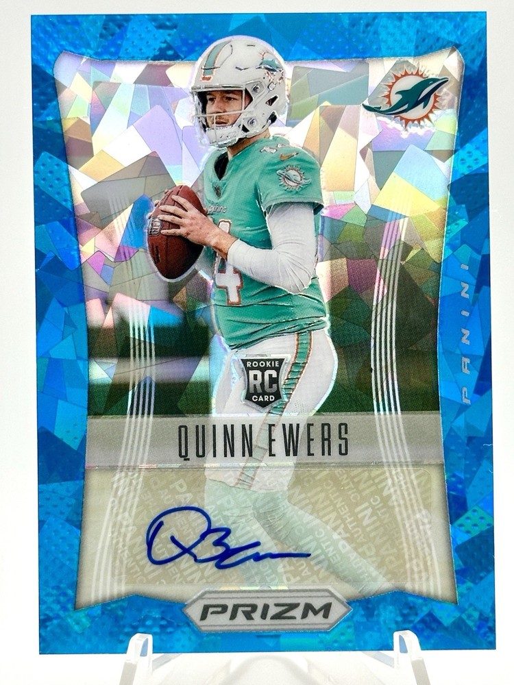 2025 Panini Prizm Quinn Ewers Blue Cracked Ice Auto /99 Dolphins #RSI-QES