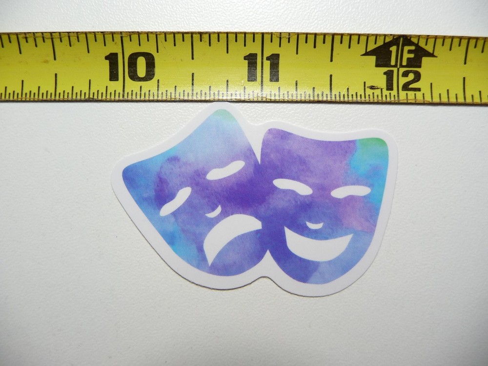 Vibrant Watercolor Theater Masks Sticker for Stage Acting & Play Decor