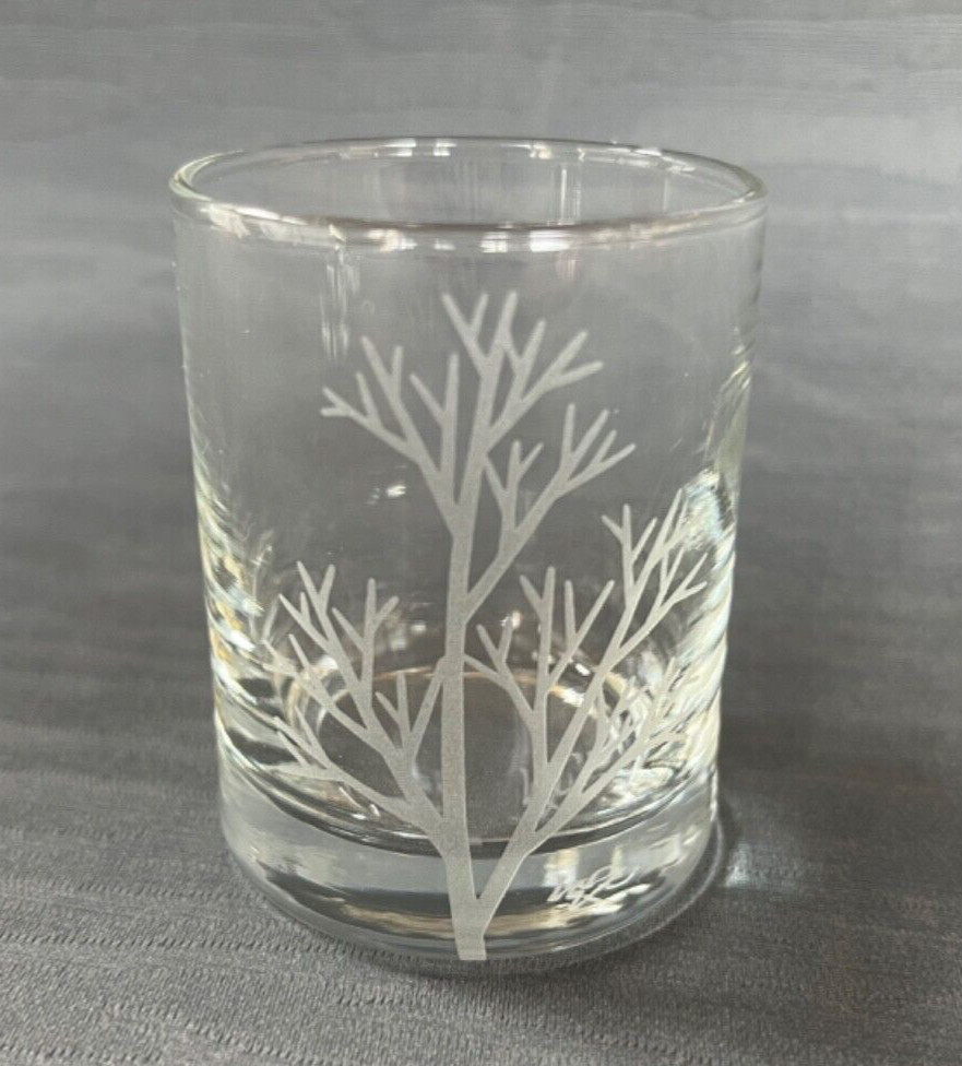 Set of 6 - Votive Candleholders Etched Tree Coral Branch Design on clear glass