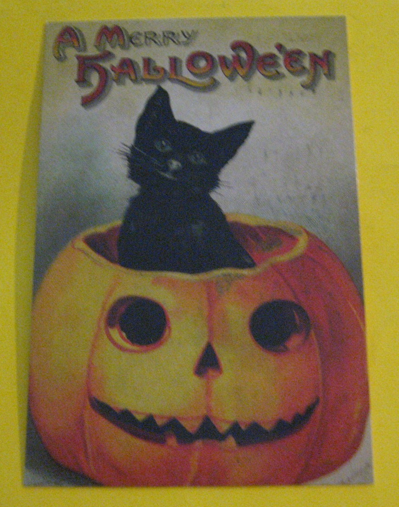 HALLOWEEN POSTCARD JACK O' LANTERN PUMPKIN SCRAPBOOKING UNUSED printed 2018