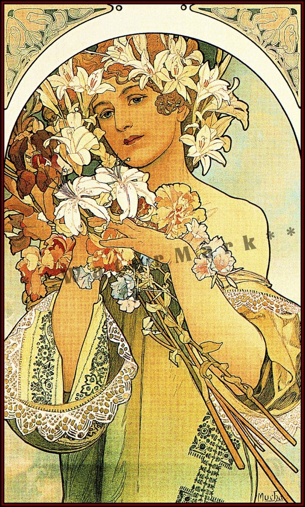Mucha 1897 Art Nouveau Floral Vintage Poster Retro Wall Decor