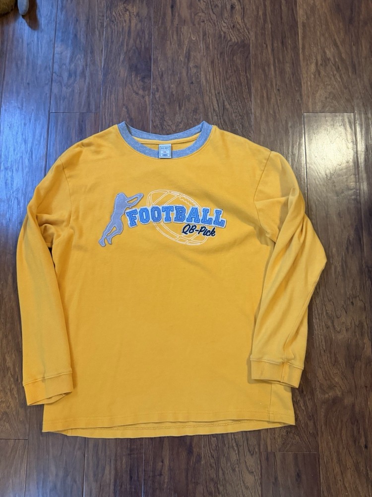 Vintage y2k Old Navy Long Sleeve Graphic T-Shirt Mens XXL Yellow Blue Football