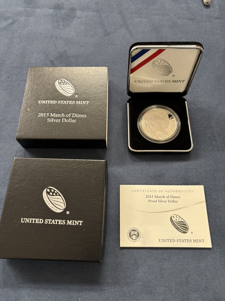 2015 March of Dimes Silver Dollar with OGP & COA