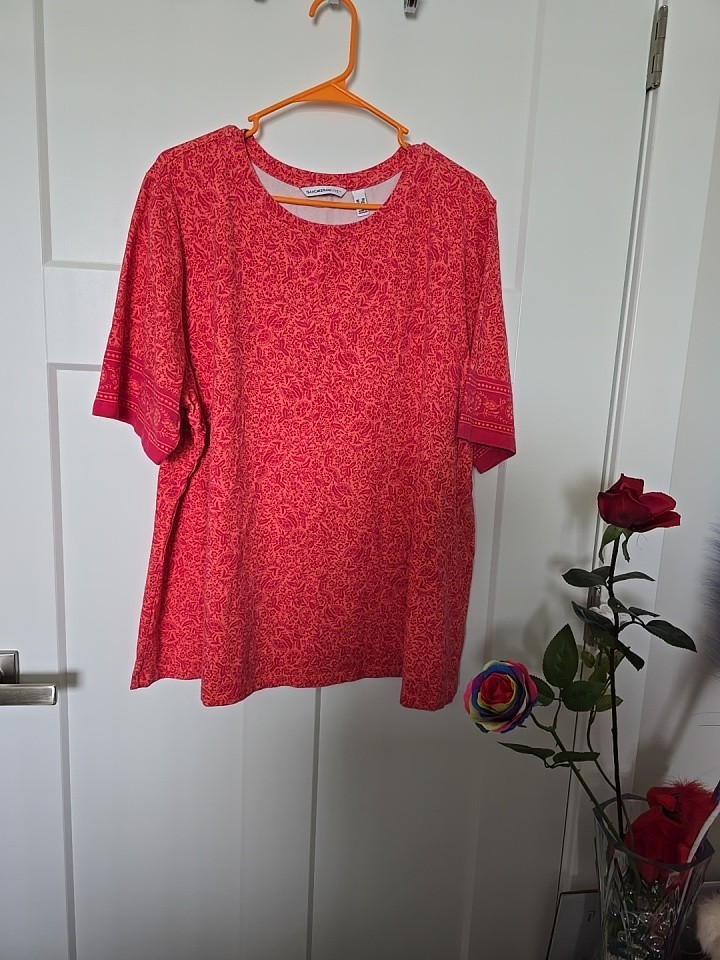 ISAAC MIZRAHI PIMA COTTON WIDE SLEEVE TOP PEACHY ORANGE 3X Stretchy Soft COMFORT