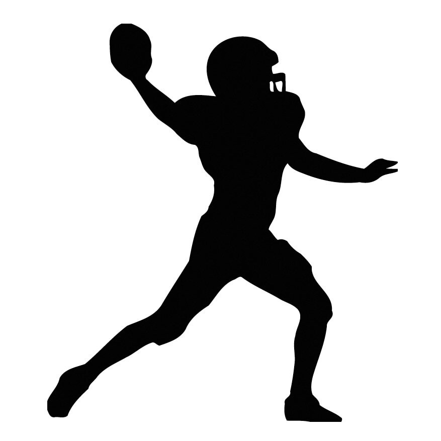 American Football Player Silhouette Black Vinyl Art Wall Black Medium