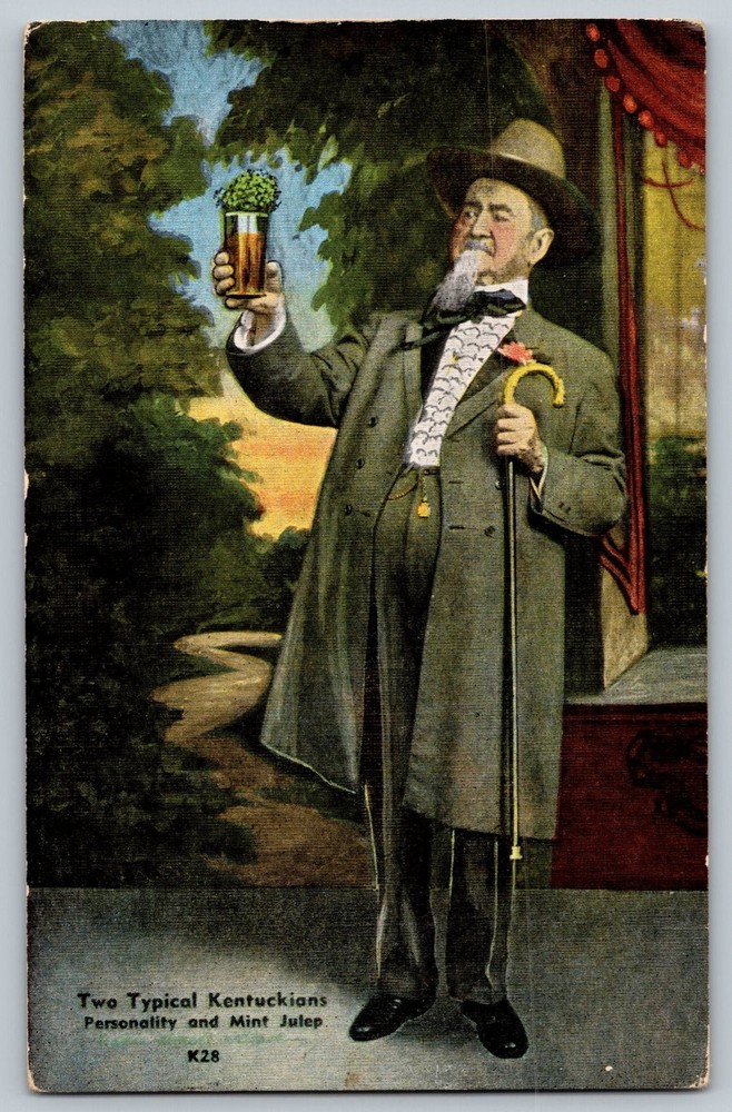 Vintage Kentucky Postcard Two Typical Kentuckians Mint Julep K28