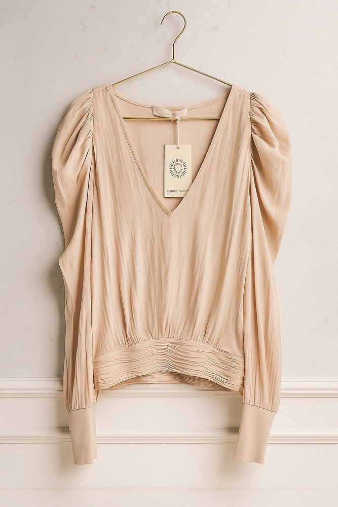 Ramy Brook Women's Long Sleeve V Neck Also Top Blush Size Small $325 NWT
