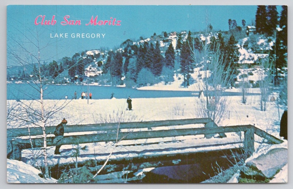 Vintage Club San Moritz Lake Gregory CA Winter Chrome Postcard